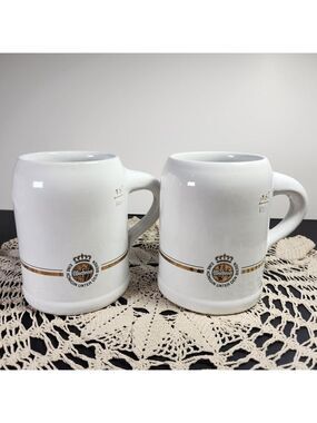 Warsteiner German Beer Stein Mug 0.5L White Ceramic Lot of 2 Vintage